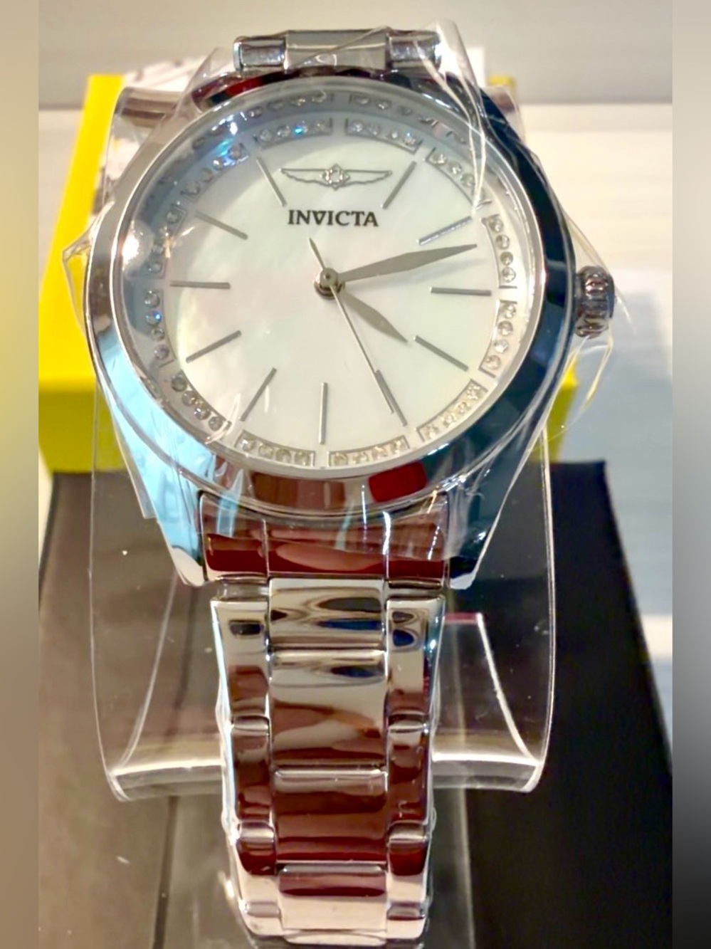 Invicta Silver Stainless Steel Women's Watch White Mother-of-Pearl Dial 70414